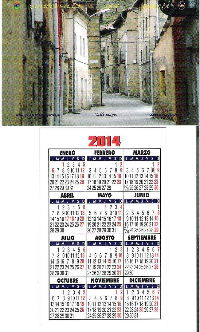 Calendario 2014 de Quintanilla San García